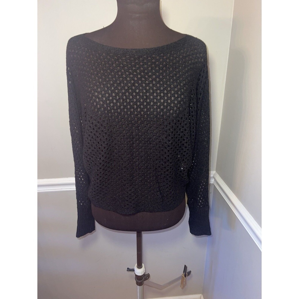 Express Open‎ hole Black Sweater Cropped Womens Y2K Gothcore Medium